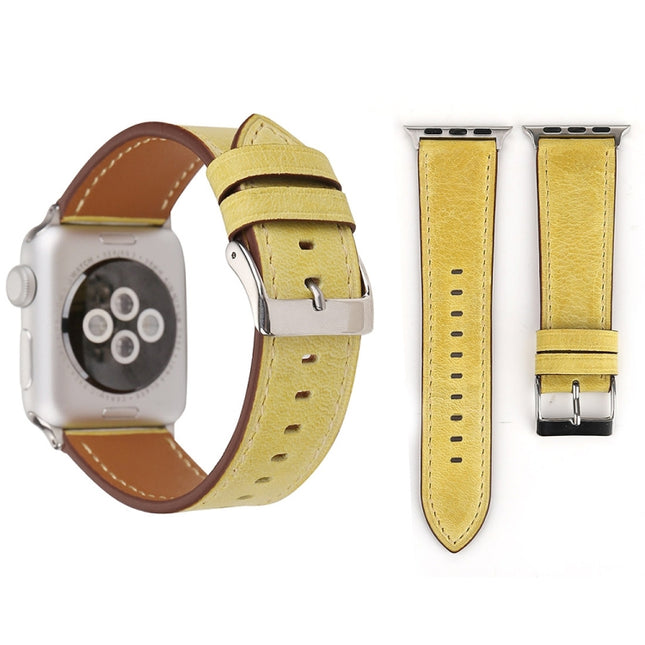 For Apple Watch Ultra 49mm&Watch Ultra 2 49mm / Series 10 46mm / 9&8&7 45mm / SE 3&SE 2&6&SE&5&4 44mm / 3&2&1 42mm Fresh Style Genuine Leather Watch Band, 42mm - DealBuddy