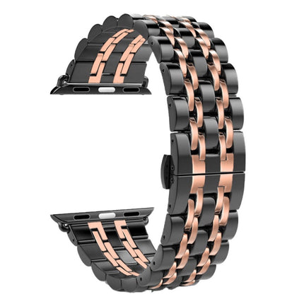22mm Men Hidden Butterfly Buckle 7 Beads Stainless Steel Watch Band For Apple Watch 38mm, 22mm Men - DealBuddy