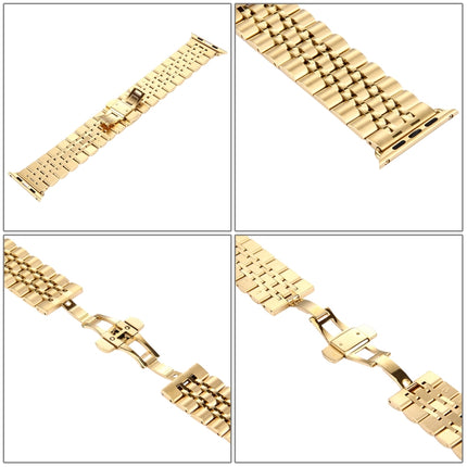 22mm Men Hidden Butterfly Buckle 7 Beads Stainless Steel Watch Band For Apple Watch 38mm, 22mm Men - DealBuddy