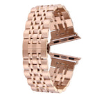 22mm Men Hidden Butterfly Buckle 7 Beads Stainless Steel Watch Band For Apple Watch 38mm
