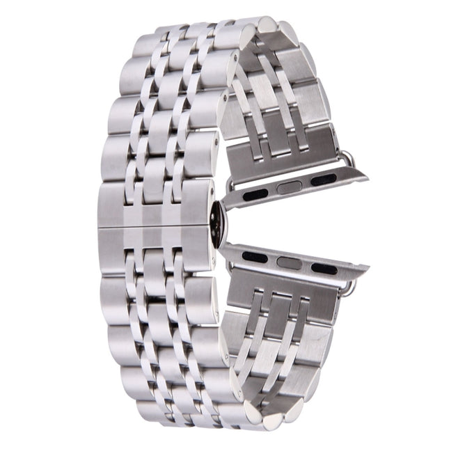 22mm Men Hidden Butterfly Buckle 7 Beads Stainless Steel Watch Band For Apple Watch 38mm