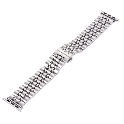 22mm Men Hidden Butterfly Buckle 7 Beads Stainless Steel Watch Band For Apple Watch 38mm
