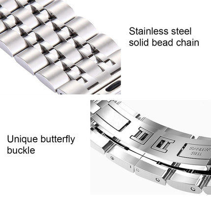 22mm Men Hidden Butterfly Buckle 7 Beads Stainless Steel Watch Band For Apple Watch 38mm, 22mm Men - DealBuddy