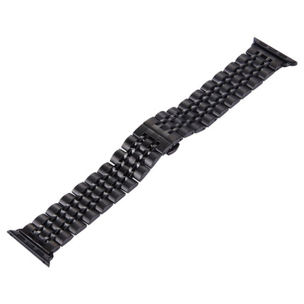 22mm Men Hidden Butterfly Buckle 7 Beads Stainless Steel Watch Band For Apple Watch 42mm