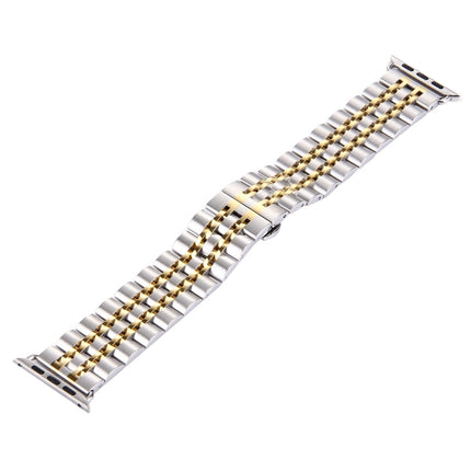 22mm Men Hidden Butterfly Buckle 7 Beads Stainless Steel Watch Band For Apple Watch 42mm, 22mm Men - DealBuddy