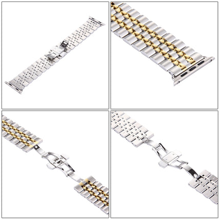 22mm Men Hidden Butterfly Buckle 7 Beads Stainless Steel Watch Band For Apple Watch 42mm, 22mm Men - DealBuddy