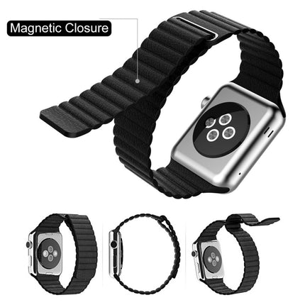 For Apple Watch 38mm Loop Magnetic Closure Clasp PU Leather Watch Band - DealBuddy
