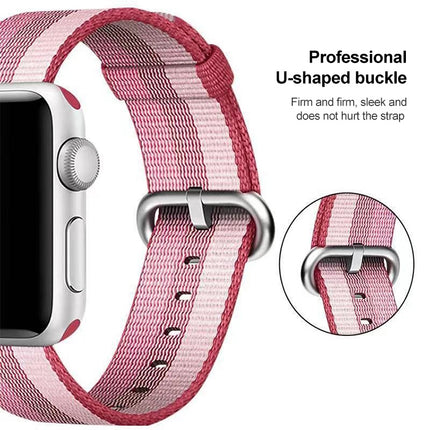 For Apple Watch 42mm Stripe Woven Nylon Watch Band - DealBuddy