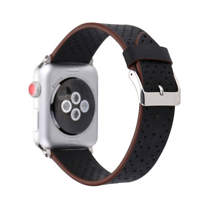 For Apple Watch Series 10 42mm / 9&8&7 41mm / SE 3&SE 2&6&SE&5&4 40mm / 3&2&1 38mm Simple Fashion Genuine Leather Hole Pattern Watch Band - DealBuddy