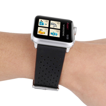For Apple Watch Series 10 42mm / 9&8&7 41mm / SE 3&SE 2&6&SE&5&4 40mm / 3&2&1 38mm Simple Fashion Genuine Leather Hole Pattern Watch Band - DealBuddy