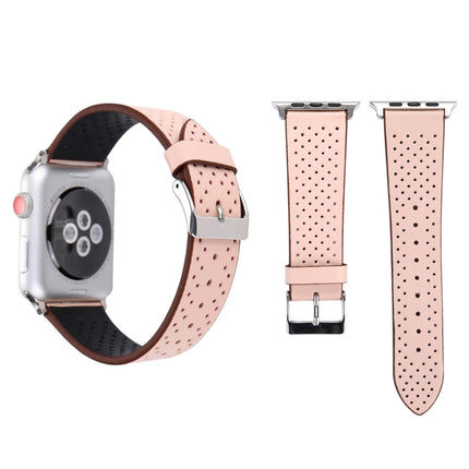 For Apple Watch Series 10 42mm / 9&8&7 41mm / SE 3&SE 2&6&SE&5&4 40mm / 3&2&1 38mm Simple Fashion Genuine Leather Hole Pattern Watch Band - DealBuddy