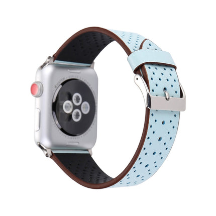 For Apple Watch Series 10 42mm / 9&8&7 41mm / SE 3&SE 2&6&SE&5&4 40mm / 3&2&1 38mm Simple Fashion Genuine Leather Hole Pattern Watch Band, 38mm - DealBuddy