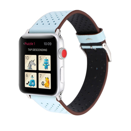 For Apple Watch Series 10 42mm / 9&8&7 41mm / SE 3&SE 2&6&SE&5&4 40mm / 3&2&1 38mm Simple Fashion Genuine Leather Hole Pattern Watch Band, 38mm - DealBuddy