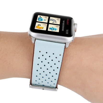For Apple Watch Series 10 42mm / 9&8&7 41mm / SE 3&SE 2&6&SE&5&4 40mm / 3&2&1 38mm Simple Fashion Genuine Leather Hole Pattern Watch Band, 38mm - DealBuddy