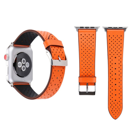 For Apple Watch Ultra 49mm&Watch Ultra 2 49mm / Series 10 46mm / 9&8&7 45mm / SE 3&SE 2&6&SE&5&4 44mm / 3&2&1 42mm Simple Fashion Genuine Leather Hole Pattern Watch Band, 42mm - DealBuddy