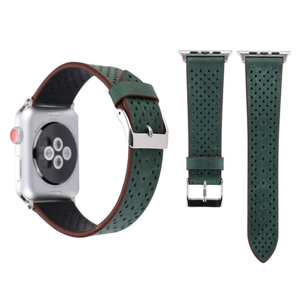 For Apple Watch Ultra 49mm&Watch Ultra 2 49mm / Series 10 46mm / 9&8&7 45mm / SE 3&SE 2&6&SE&5&4 44mm / 3&2&1 42mm Simple Fashion Genuine Leather Hole Pattern Watch Band, 42mm - DealBuddy