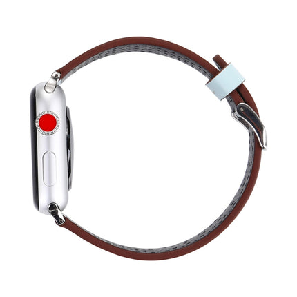 For Apple Watch Ultra 49mm&Watch Ultra 2 49mm / Series 10 46mm / 9&8&7 45mm / SE 3&SE 2&6&SE&5&4 44mm / 3&2&1 42mm Simple Fashion Genuine Leather Hole Pattern Watch Band, 42mm - DealBuddy