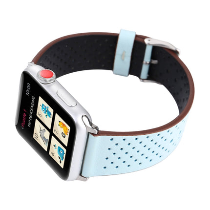 For Apple Watch Ultra 49mm&Watch Ultra 2 49mm / Series 10 46mm / 9&8&7 45mm / SE 3&SE 2&6&SE&5&4 44mm / 3&2&1 42mm Simple Fashion Genuine Leather Hole Pattern Watch Band, 42mm - DealBuddy