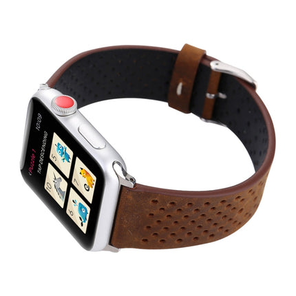 For Apple Watch Ultra 49mm&Watch Ultra 2 49mm / Series 10 46mm / 9&8&7 45mm / SE 3&SE 2&6&SE&5&4 44mm / 3&2&1 42mm Simple Fashion Genuine Leather Hole Pattern Watch Band - DealBuddy