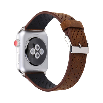 For Apple Watch Ultra 49mm&Watch Ultra 2 49mm / Series 10 46mm / 9&8&7 45mm / SE 3&SE 2&6&SE&5&4 44mm / 3&2&1 42mm Simple Fashion Genuine Leather Hole Pattern Watch Band - DealBuddy
