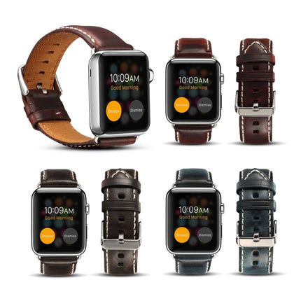 Denior Oil Wax Retro Watch Leather Watch Band for Apple Watch Series 7 45mm / 6 & SE & 5 & 4 44mm / 3 & 2 & 1 42mm - DealBuddy
