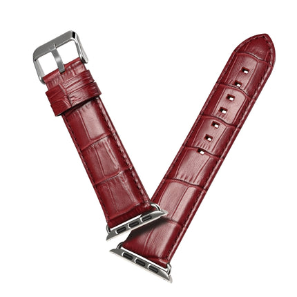 Denior Crocodile Grain Watch Cowhide Leather Watch Band for Apple Watch Ultra 49mm&Watch Ultra 2 49mm / Series 10 46mm / 9&8&7 45mm / SE 3&SE 2&6&SE&5&4 44mm / 3&2&1 42mm - DealBuddy