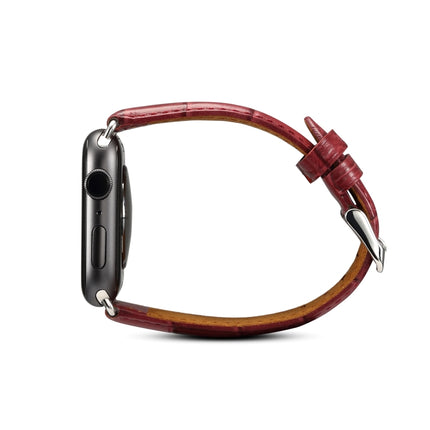 Denior Crocodile Grain Watch Cowhide Leather Watch Band for Apple Watch Ultra 49mm&Watch Ultra 2 49mm / Series 10 46mm / 9&8&7 45mm / SE 3&SE 2&6&SE&5&4 44mm / 3&2&1 42mm - DealBuddy