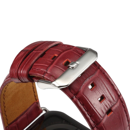Denior Crocodile Grain Watch Cowhide Leather Watch Band for Apple Watch Ultra 49mm&Watch Ultra 2 49mm / Series 10 46mm / 9&8&7 45mm / SE 3&SE 2&6&SE&5&4 44mm / 3&2&1 42mm - DealBuddy