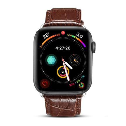 Denior Crocodile Grain Watch Cowhide Leather Watch Band for Apple Watch Ultra 49mm&Watch Ultra 2 49mm / Series 10 46mm / 9&8&7 45mm / SE 3&SE 2&6&SE&5&4 44mm / 3&2&1 42mm - DealBuddy