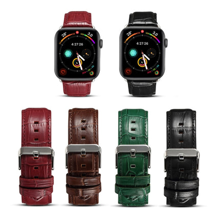Denior Crocodile Grain Watch Cowhide Leather Watch Band for Apple Watch Ultra 49mm&Watch Ultra 2 49mm / Series 10 46mm / 9&8&7 45mm / SE 3&SE 2&6&SE&5&4 44mm / 3&2&1 42mm - DealBuddy