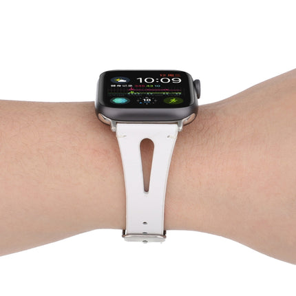 Simple V-shaped Leather Watch Band for Apple Watch Series 7 41mm / 6 & SE & 5 & 4 40mm / 3 & 2 & 1 38mm
