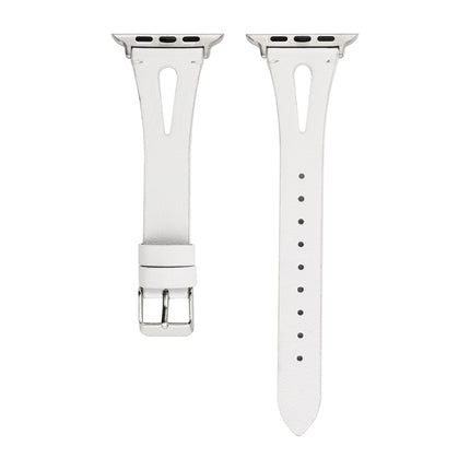 Simple V-shaped Leather Watch Band for Apple Watch Series 7 41mm / 6 & SE & 5 & 4 40mm / 3 & 2 & 1 38mm