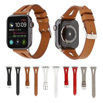 Simple V-shaped Leather Watch Band for Apple Watch Series 7 41mm / 6 & SE & 5 & 4 40mm / 3 & 2 & 1 38mm - DealBuddy