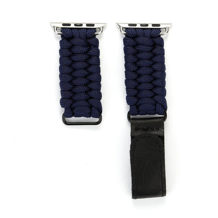 Magic Paste Genuine Leather Umbrella Rope Nylon Wrist Watch Band with and Stainless Steel Buckle for Apple Watch Series 10 42mm / 9&8&7 41mm / SE 3&SE 2&6&SE&5&4 40mm / 3&2&1 38mm, 7 41mm / 6&SE&5&4 40mm / 3&2&1 38mm - DealBuddy