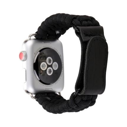 Magic Paste Genuine Leather Umbrella Rope Nylon Wrist Watch Band with Stainless Steel Buckle for Apple Watch Ultra 49mm&Watch Ultra 2 49mm / Series 10 46mm / 9&8&7 45mm / SE 3&SE 2&6&SE&5&4 44mm / 3&2&1 42mm, 7 45mm / 6&SE&5&4 44mm / 3&2&1 42mm - DealBuddy