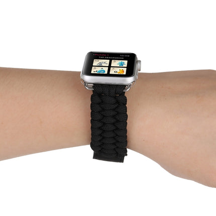 Magic Paste Genuine Leather Umbrella Rope Nylon Wrist Watch Band with Stainless Steel Buckle for Apple Watch Ultra 49mm&Watch Ultra 2 49mm / Series 10 46mm / 9&8&7 45mm / SE 3&SE 2&6&SE&5&4 44mm / 3&2&1 42mm, 7 45mm / 6&SE&5&4 44mm / 3&2&1 42mm - DealBuddy