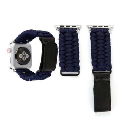 Magic Paste Genuine Leather Umbrella Rope Nylon Wrist Watch Band with Stainless Steel Buckle for Apple Watch Ultra 49mm&Watch Ultra 2 49mm / Series 10 46mm / 9&8&7 45mm / SE 3&SE 2&6&SE&5&4 44mm / 3&2&1 42mm, 7 45mm / 6&SE&5&4 44mm / 3&2&1 42mm - DealBuddy
