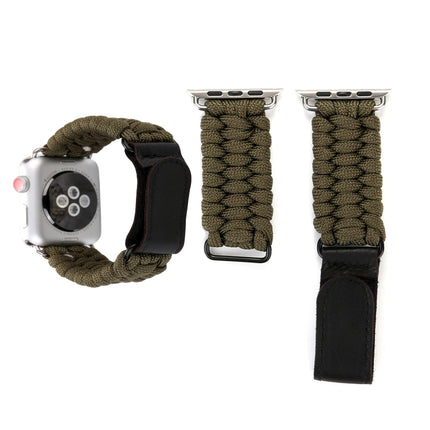 Magic Paste Genuine Leather Umbrella Rope Nylon Wrist Watch Band with Stainless Steel Buckle for Apple Watch Ultra 49mm&Watch Ultra 2 49mm / Series 10 46mm / 9&8&7 45mm / SE 3&SE 2&6&SE&5&4 44mm / 3&2&1 42mm, 7 45mm / 6&SE&5&4 44mm / 3&2&1 42mm - DealBuddy