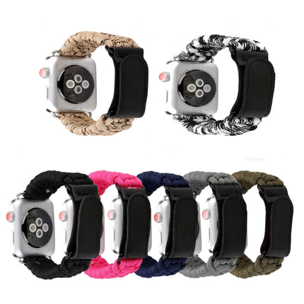 Magic Paste Genuine Leather Umbrella Rope Nylon Wrist Watch Band with Stainless Steel Buckle for Apple Watch Ultra 49mm&Watch Ultra 2 49mm / Series 10 46mm / 9&8&7 45mm / SE 3&SE 2&6&SE&5&4 44mm / 3&2&1 42mm, 7 45mm / 6&SE&5&4 44mm / 3&2&1 42mm - DealBuddy