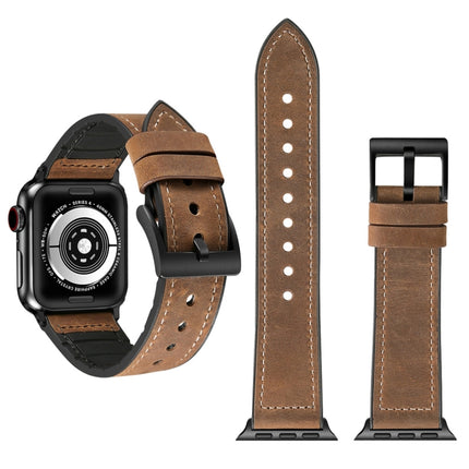 Crazy Horse Texture TPU + Stainless Steel Watch Band for Apple Watch Series 7 45mm / 6 & SE & 5 & 4 44mm / 3 & 2 & 1 42mm - DealBuddy