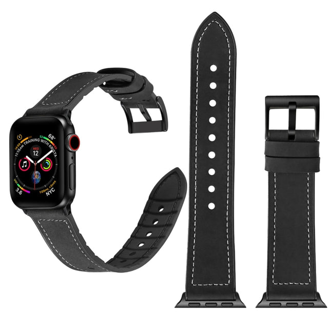 Solid Color TPU + Stainless Steel Watch Band for Apple Watch Series 7 45mm / 6 & SE & 5 & 4 44mm / 3 & 2 & 1 42mm - DealBuddy