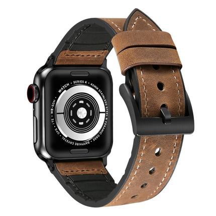 Crazy Horse Texture TPU + Stainless Steel Watch Band for Apple Watch Series 7 41mm / 6 & SE & 5 & 4 40mm / 3 & 2 & 1 38mm - DealBuddy
