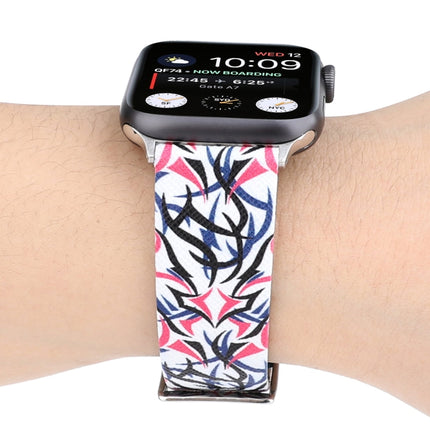 Thorns Printing Genuine Leather Watch Band for Apple Watch Series 10 42mm / 9&8&7 41mm / SE 3&SE 2&6&SE&5&4 40mm / 3&2&1 38mm - DealBuddy