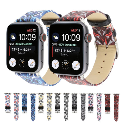 Thorns Printing Genuine Leather Watch Band for Apple Watch Series 10 42mm / 9&8&7 41mm / SE 3&SE 2&6&SE&5&4 40mm / 3&2&1 38mm - DealBuddy