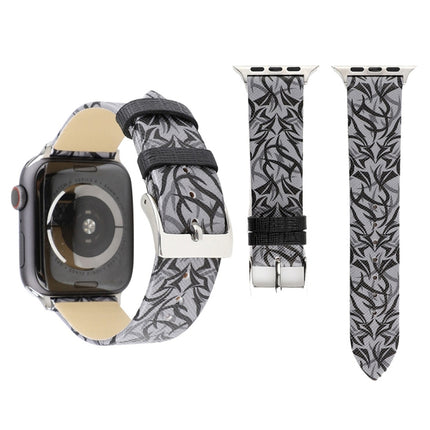Thorns Printing Genuine Leather Watch Band for Apple Watch Ultra 49mm&Watch Ultra 2 49mm / Series 10 46mm / 9&8&7 45mm / SE 3&SE 2&6&SE&5&4 44mm / 3&2&1 42mm - DealBuddy