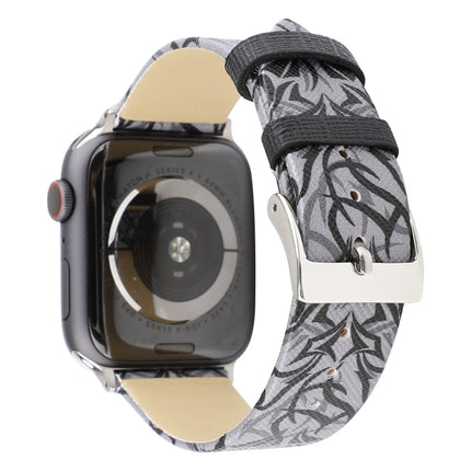 Thorns Printing Genuine Leather Watch Band for Apple Watch Ultra 49mm&Watch Ultra 2 49mm / Series 10 46mm / 9&8&7 45mm / SE 3&SE 2&6&SE&5&4 44mm / 3&2&1 42mm, 44mm - DealBuddy