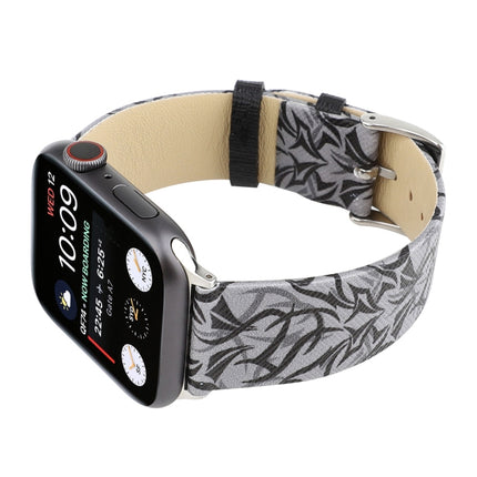 Thorns Printing Genuine Leather Watch Band for Apple Watch Ultra 49mm&Watch Ultra 2 49mm / Series 10 46mm / 9&8&7 45mm / SE 3&SE 2&6&SE&5&4 44mm / 3&2&1 42mm, 44mm - DealBuddy
