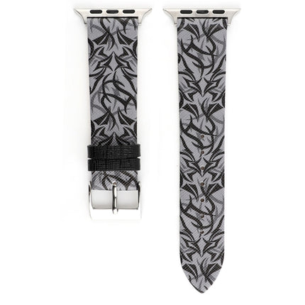 Thorns Printing Genuine Leather Watch Band for Apple Watch Ultra 49mm&Watch Ultra 2 49mm / Series 10 46mm / 9&8&7 45mm / SE 3&SE 2&6&SE&5&4 44mm / 3&2&1 42mm, 44mm - DealBuddy
