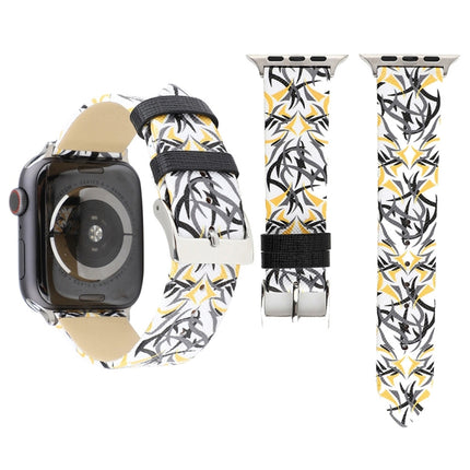 Thorns Printing Genuine Leather Watch Band for Apple Watch Ultra 49mm&Watch Ultra 2 49mm / Series 10 46mm / 9&8&7 45mm / SE 3&SE 2&6&SE&5&4 44mm / 3&2&1 42mm - DealBuddy