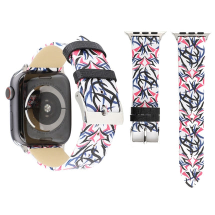 Thorns Printing Genuine Leather Watch Band for Apple Watch Ultra 49mm&Watch Ultra 2 49mm / Series 10 46mm / 9&8&7 45mm / SE 3&SE 2&6&SE&5&4 44mm / 3&2&1 42mm - DealBuddy